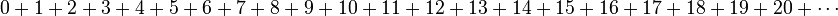 {0+1+2+3+4+5+6+7+8+9+10+11+12+13+14+15+16+17+18+19+20+\cdots}